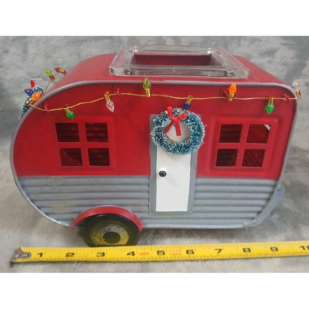 Scentsy‎ Christmas Camper Wax Warmer Winter Holiday Lights Wreath Metal READ